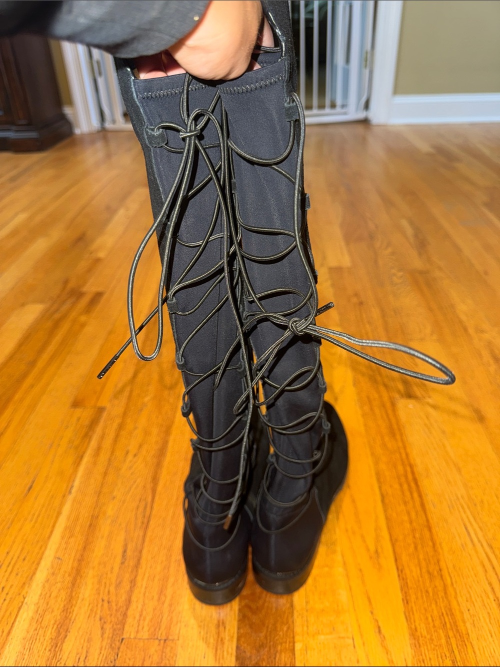 Michael Kors Women's Black Suede Knee-High Lace-Up Boots 10 M - Picture 2 of 7